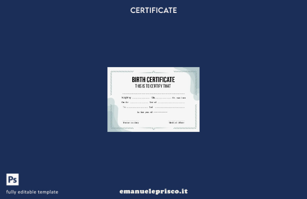 stile verificato Modello di certificato di nascita dello studio medico